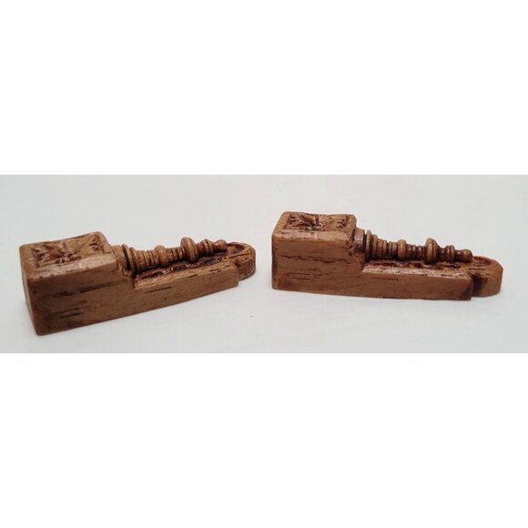 Vintage Set of 2 Miniature Dollhouse Wood Doorstops With Chess Piece Design - Picture 6 of 7